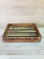 Ящик для сервировки деревянный 30х20х5см  реячный ДУБ с обжигом