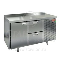 Стол морозильный 600 с бортом SN 12/BT HICOLD  -10…-18°С   1 дверь, 2 ящика  нержавеющая сталь