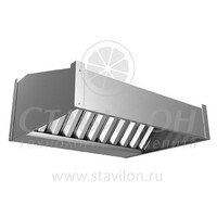 Зонт вытяжной пристенный ЗВТ-П 1300х1000х400 ТНН закрытый НЕ ПРОДАВАТЬ  скошенный  нержавеющая сталь