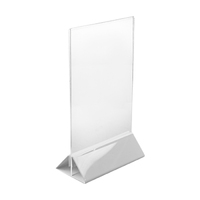 Подставка для информации А5 вертикаль  прозрачный/белый пластик