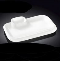 Блюдо прямоугольное 20х12 см с соусником Wilmax фарфор белый