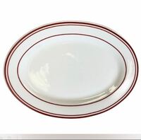 Блюдо овальное 34 см  Red Vintage фарфор белый с красным кантом