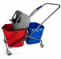 Тележка для уборки с двумя ведрами по 23 л. c отжимом c металлической основой Grass