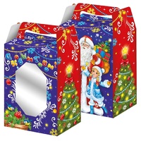 Коробка для подарка 1 кг Дед Мороз и Снегурка с окном