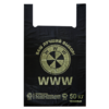 Пакет "майка" 43+20х69 см 27 мкм  ПВД черный с рисунком WWW