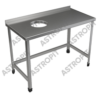 Стол для сбора отходов  с бортом  нерж сталь  отв 250 слева    1000х600х870