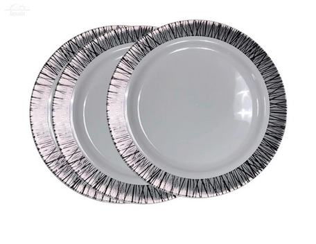 Тарелка пластиковая D220 мм 6 шт/упак белый серебряный луч Complement Shine PS Тарелка пластиковая D220 мм 6 шт/упак белый серебряный луч Complement Shine PS