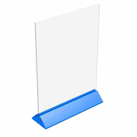 Подставка для информации А5 вертикаль  прозрачный/синий оргстекло