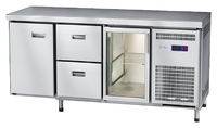 Стол морозильный Abat СХН-70-02 (1 дверь-стекло, 2 ящика, 1 дверь, без борта)