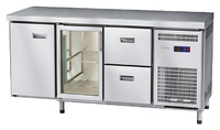 Стол морозильный Abat СХН-60-02 (2 ящика, 1 дверь-стекло, 1 дверь, без борта)