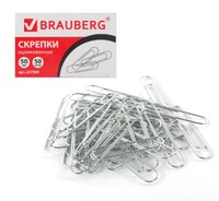Скрепки большие 50 мм, BRAUBERG, оцинкованные, 50 шт., в картонной коробке