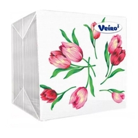 Салфетки 24х24 см 1 слой 50 шт/уп с рисунком  Тюльпаны целлюлоза VEIRO