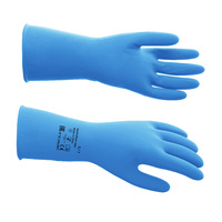 Перчатки латексные размер М повышенной прочности, с х/б напылением Home Queen Profiline синий