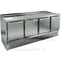 Стол для салатов GN с бортом SLE2-1111GN (1/6) HICOLD  +2...+10°С   4 двери  нержавеющая сталь