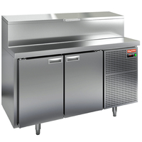 Стол для пиццы GN со встроенной витриной для ингредиентов PZ2-11/GN (1/6H) HICOLD  +2...+10°С   2 двери  нержавеющая сталь