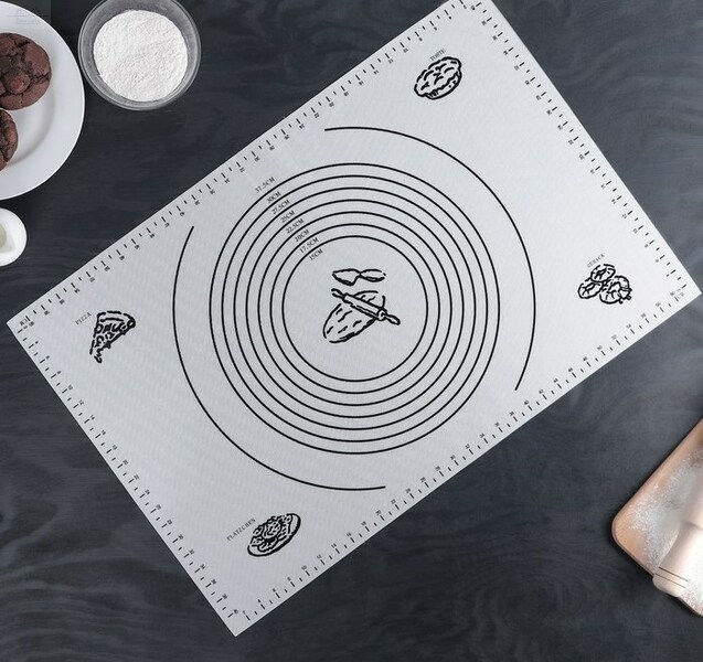 Коврик силиконовый 60х40 см белый армированный Доляна Коврик силиконовый 60х40 см белый армированный Доляна