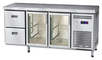 Стол морозильный Abat СХН-60-02 (2 двери-стекло, 2 ящика, без борта)