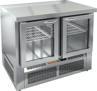 Стол холодильный 600 со стеклянными дверями островной SNEG 11/HT O HICOLD  -2...+10°С   2 двери  нержавеющая сталь