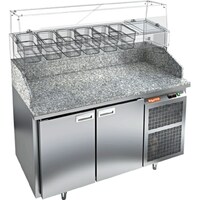 Стол для пиццы 600 с гранитной столешницей PZ3-11/SN камень HICOLD  -2...+10°С   2 двери, борт с 3х сторон  нержавеющая сталь