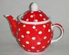 Чайник 600 мл  красный горох фарфор 