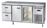 Стол морозильный Abat СХН-70-02 (1 дверь-стекло, 1 дверь, 2 ящика, без борта)