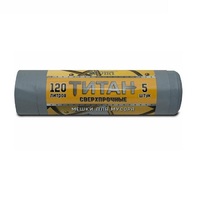 Пакет для мусора 120 л 70х110 см 80 мкм 5 шт/рул ПВД 2х слойные Ромашка броня