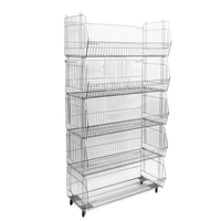 Сетчатый стеллаж  Юнитрейд 5 ярусов   металл  на колесах