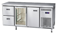 Стол морозильный Abat СХН-60-02 (1 дверь, 1 дверь-стекло, 2 ящика, без борта)