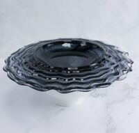 Тарелка мелкая d27 см h2  см, стекло, цвет  декор бело-черный Osho