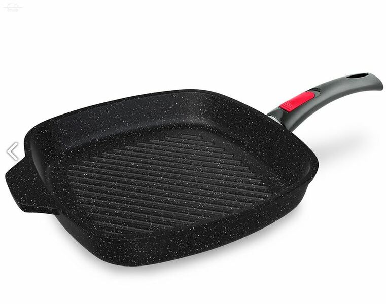 Сковорода-гриль 28х28 см   литой алюминий антипригарное покрытие индукция  Нева металл посуда Сковорода-гриль 28х28 см   литой алюминий антипригарное покрытие индукция  Нева металл посуда